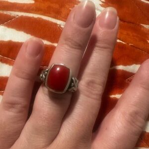 Vintage Silver Red Stone Ring